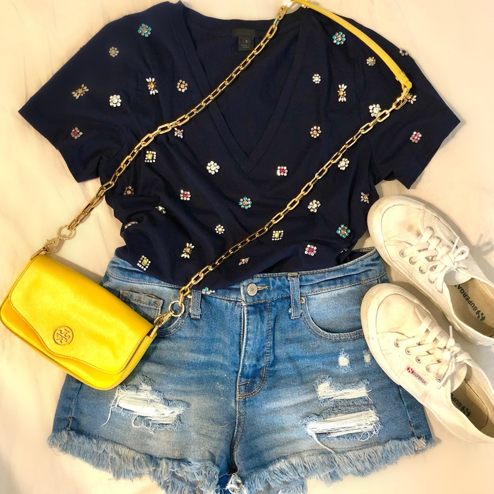 J. Crew multi jewel tee